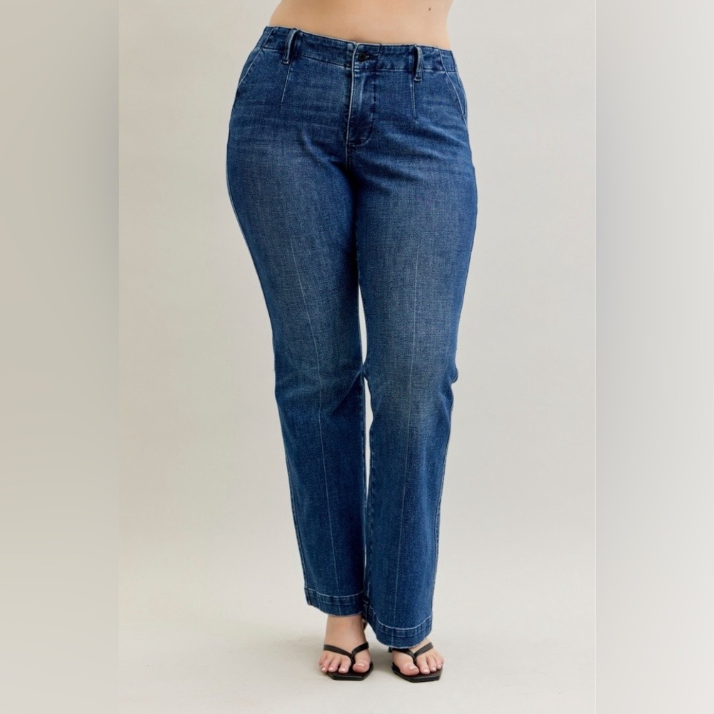 FEW LEFT! Judy Blue Full Size Mid Rise Bootcut Jeans with Welt Pockets Plus Size - Picture 15 of 16